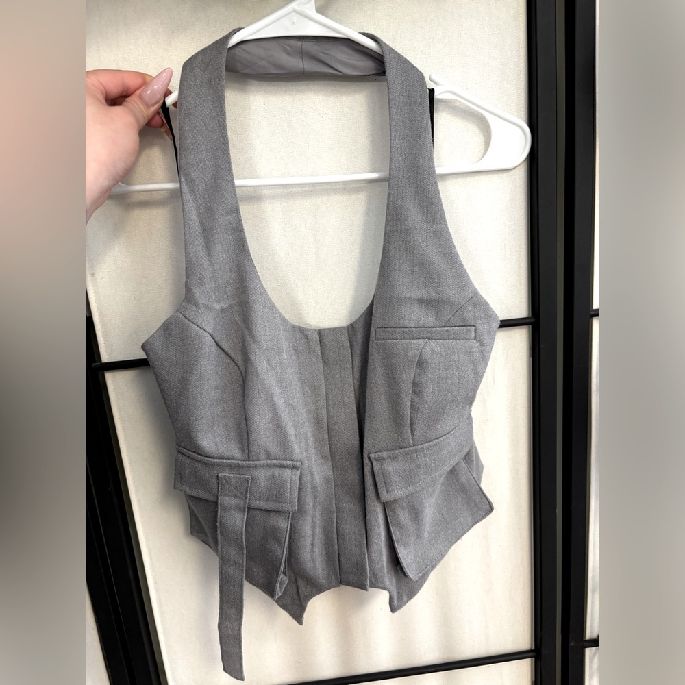 Gray Women's Sleeveless Vest Top
